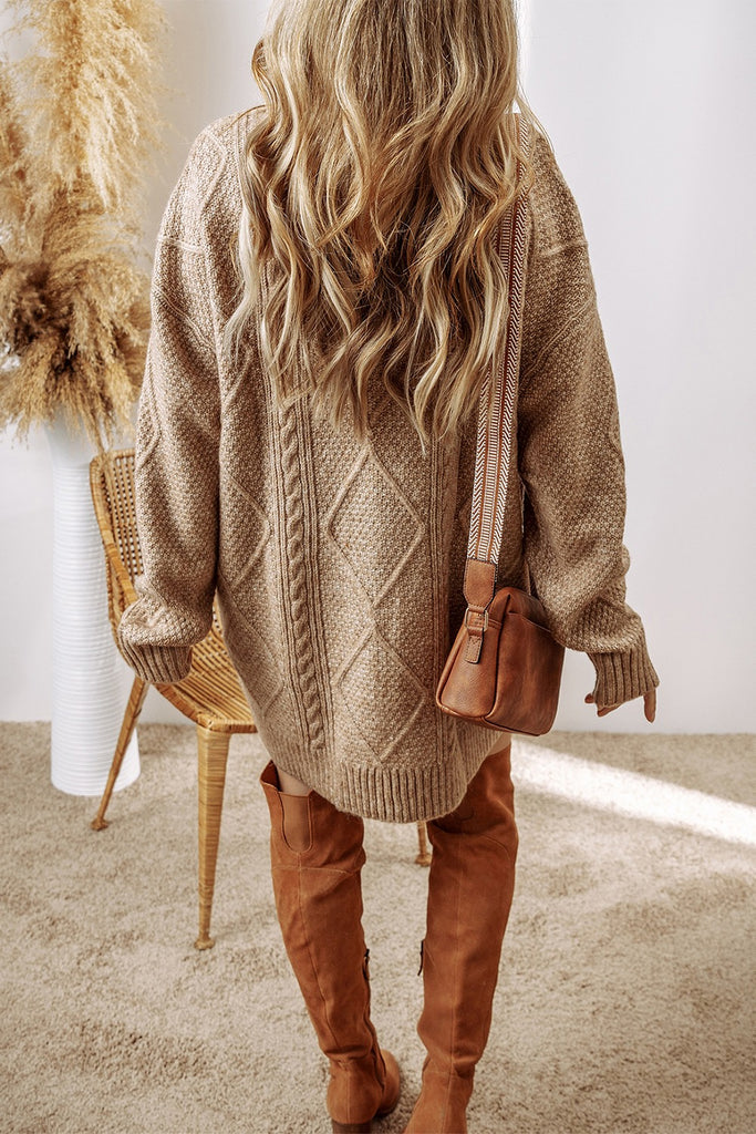 Cable-Knit Round Neck Sweater Dress ON SALE!!