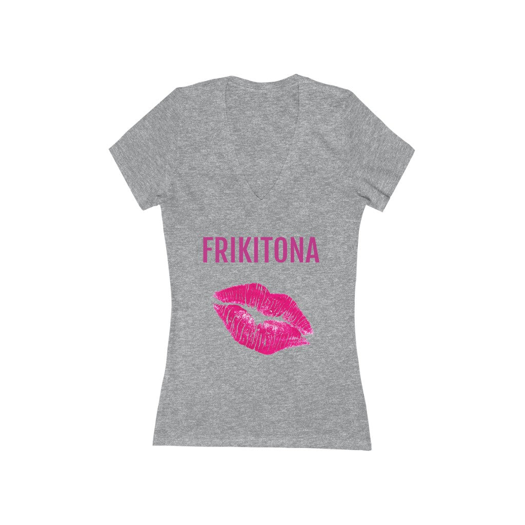 Lushes (Frikitona) Women's Jersey Short Sleeve Deep V-Neck Tee