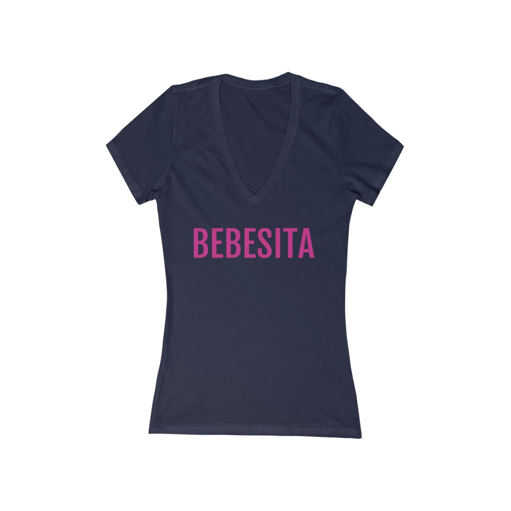 Lushes (Bebesita) Women's Jersey Short Sleeve Deep V-Neck Tee