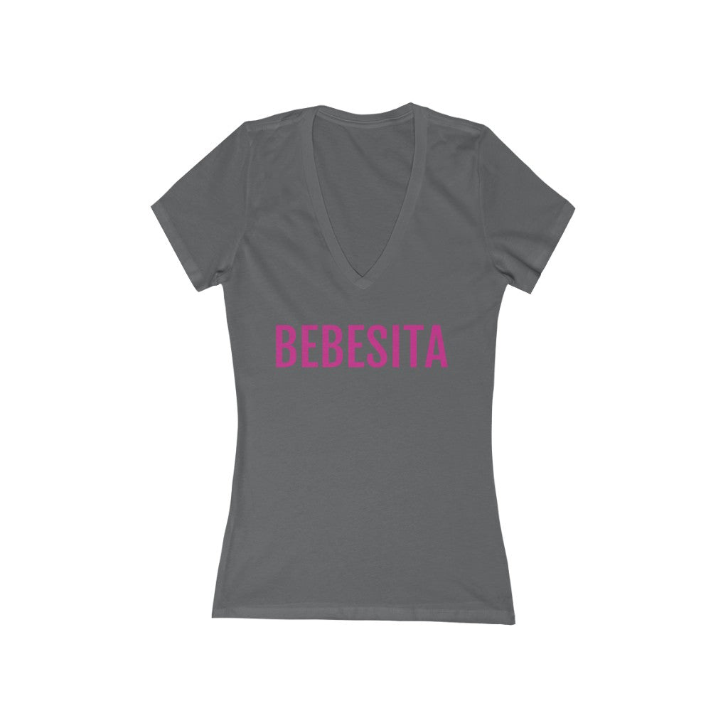 Lushes (Bebesita) Women's Jersey Short Sleeve Deep V-Neck Tee