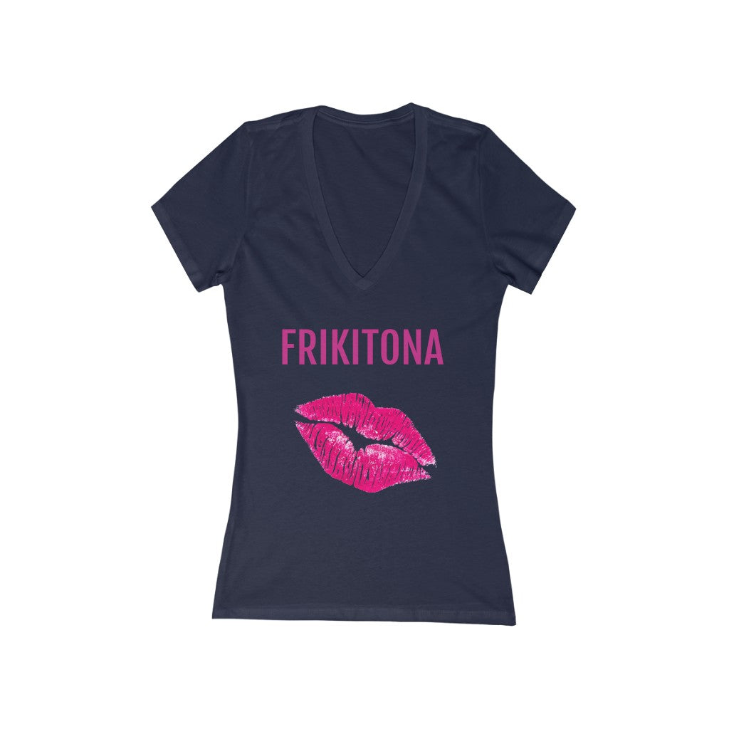 Lushes (Frikitona) Women's Jersey Short Sleeve Deep V-Neck Tee