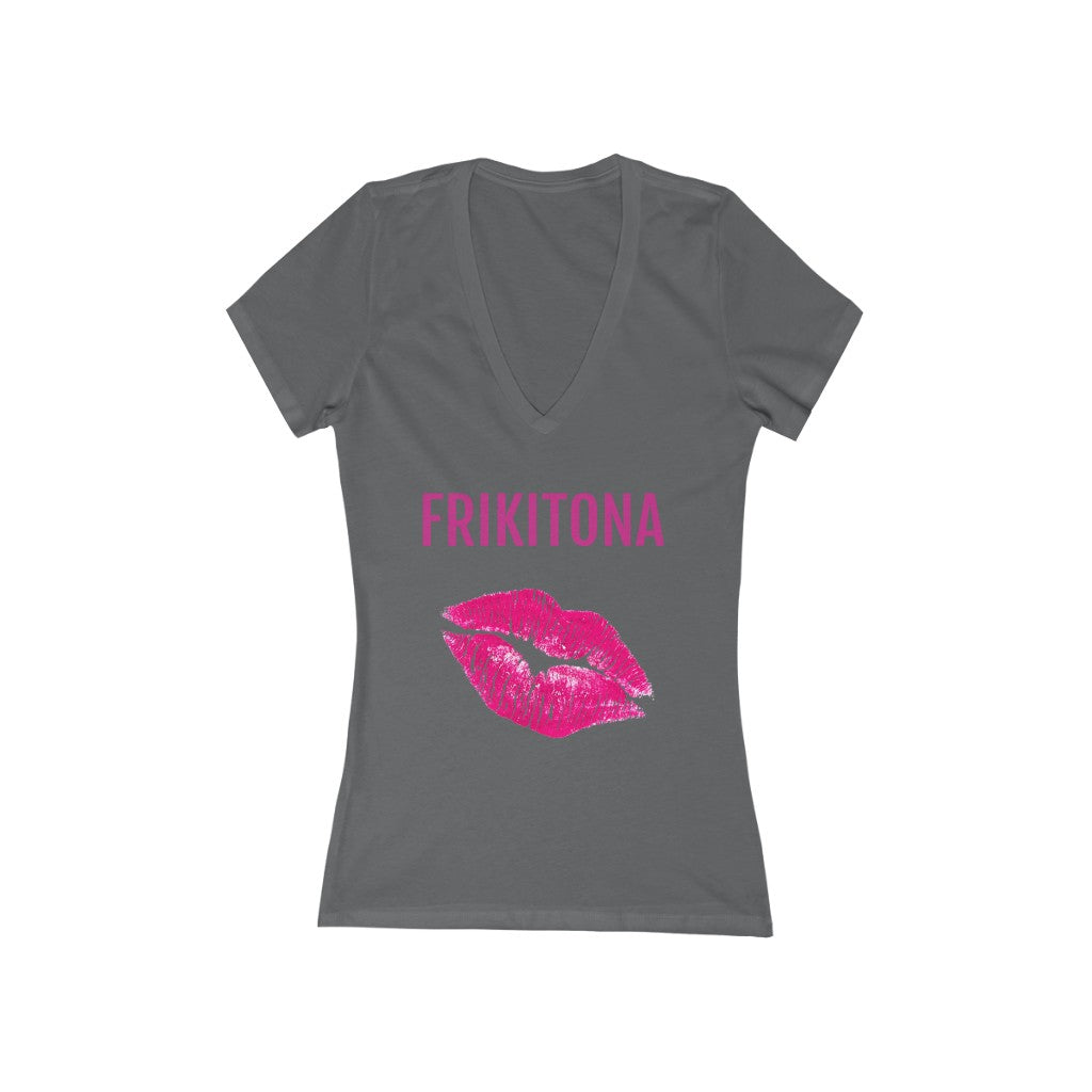 Lushes (Frikitona) Women's Jersey Short Sleeve Deep V-Neck Tee