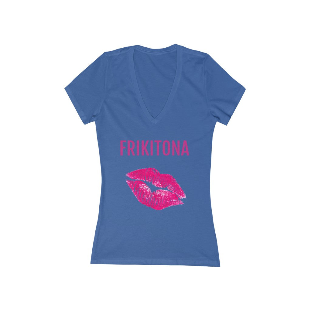 Lushes (Frikitona) Women's Jersey Short Sleeve Deep V-Neck Tee